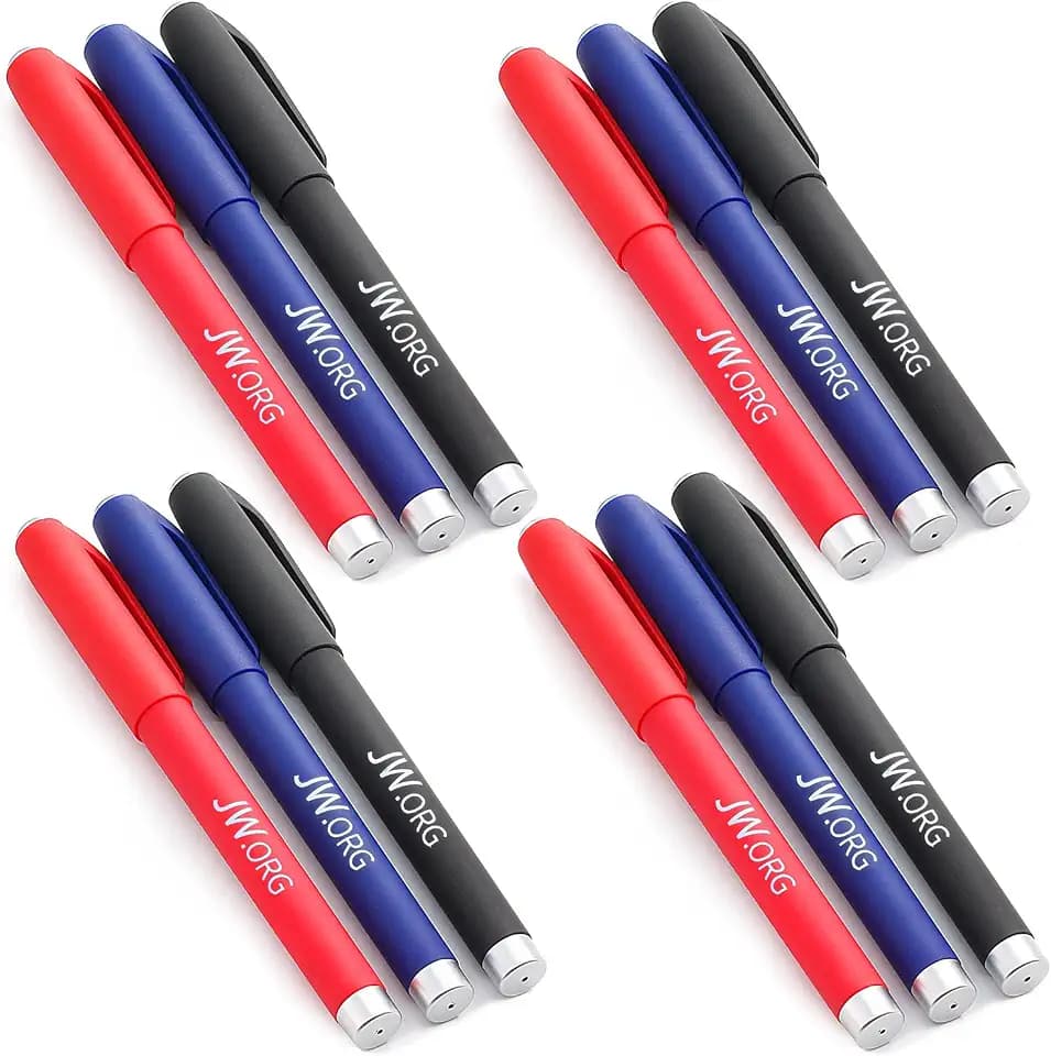 Jw.org Pen with Jw.org Logo, 12 Pack Pens with Blue Black Red Exterior Color. Each Color has 4, Black Ink -Total 12 Pens