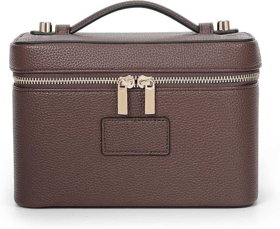 HiTotes Makeup Bag Vanity Case for Women Leather Cosmetic Bag Travel Toiletry Bags Portable Makeup Organizer Case