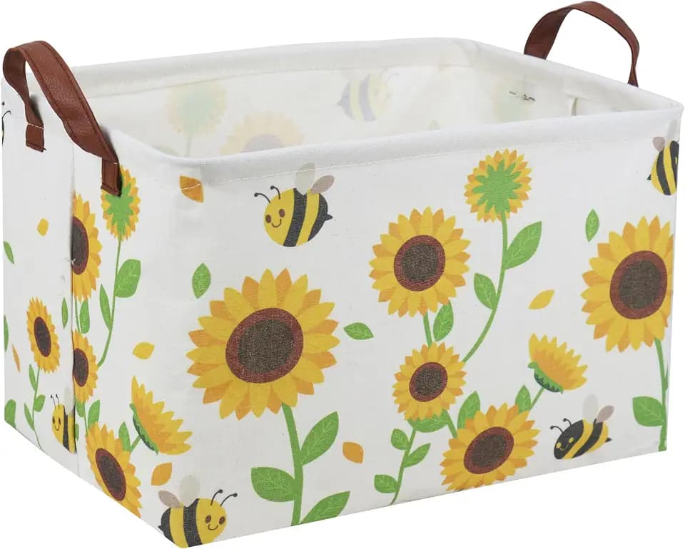 Rectangular Sunflower Baskets Gift Basket Empty Storage Bin Organizer Box Room Decor for Home(Sunflower)