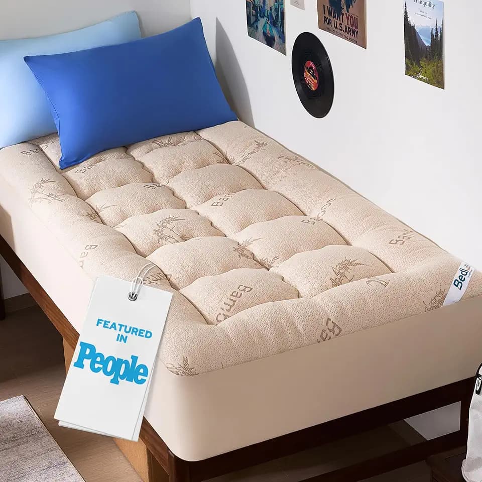 BEDLORE Twin XL Mattress Topper, Thick Soft Pillow Top Bed Topper