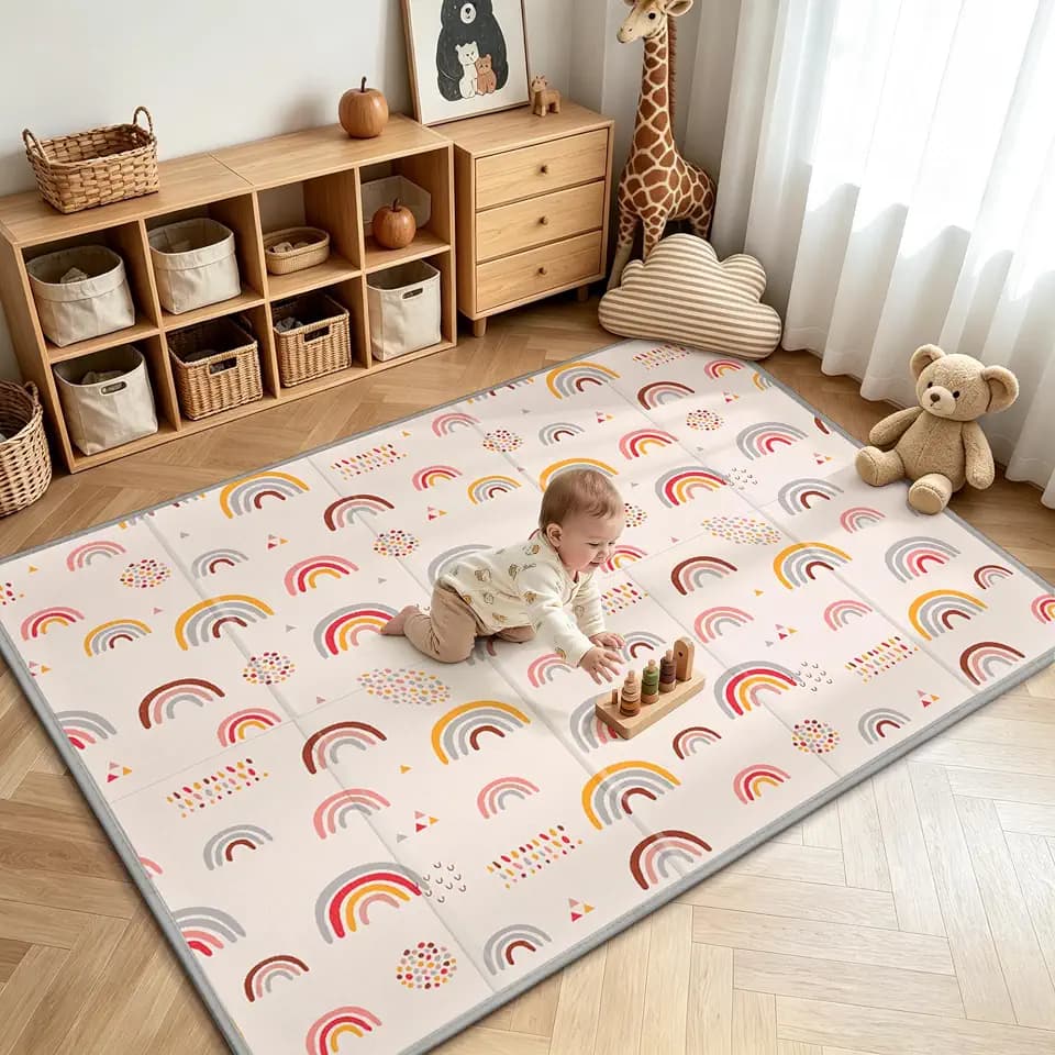 PIGLOG Baby Play Mat, 71 x 59 Inch Play Mat Perfect for Use Playpen, Foldable Play Mats for Babies and Toddlers, Waterproof & Anti-Slip Baby PlayMats for Floor,Non Toxic Foam Thick Crawling Mats