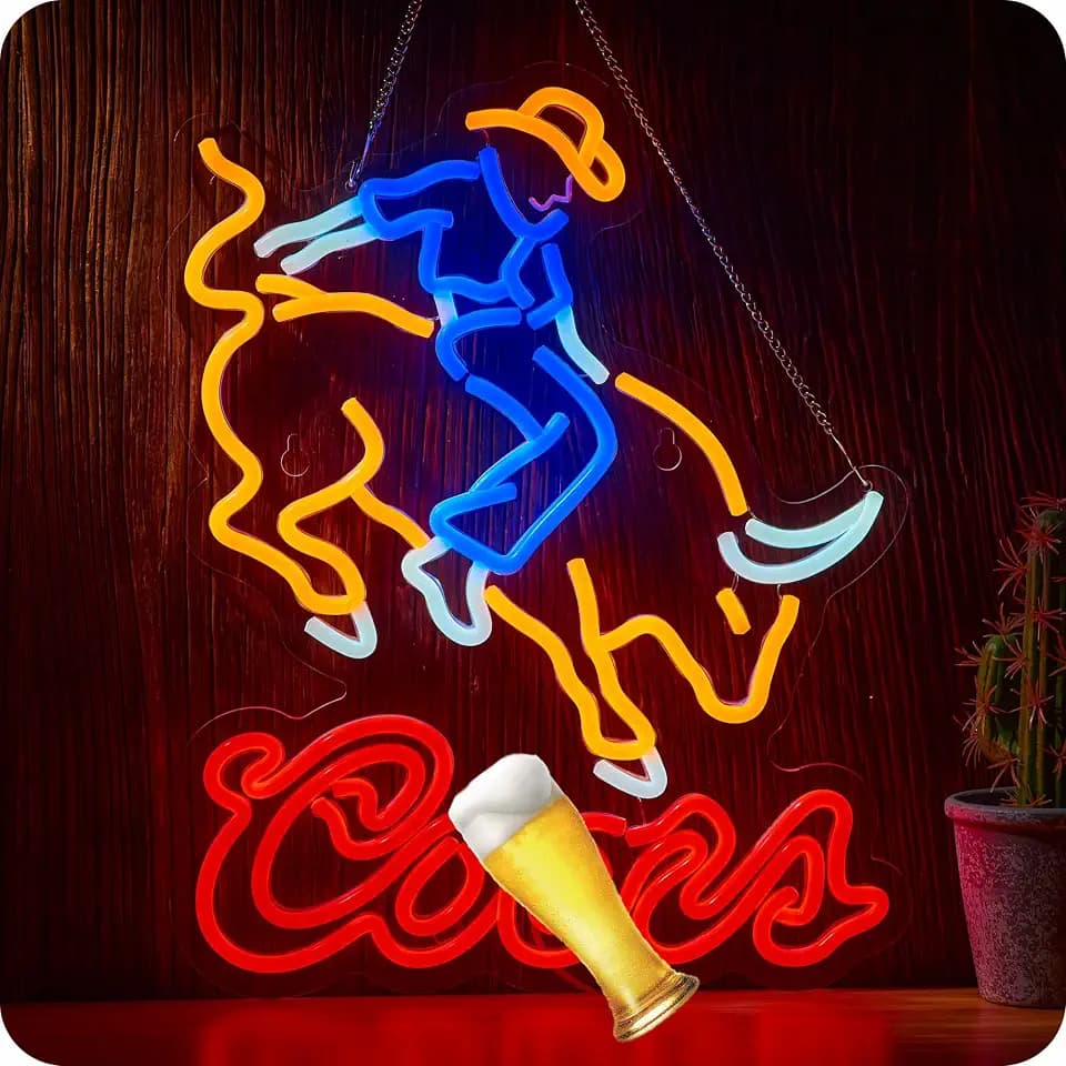 Beer Neon Sign Bar Signs Rodeo Crs Banquet Light Beer LED Lights