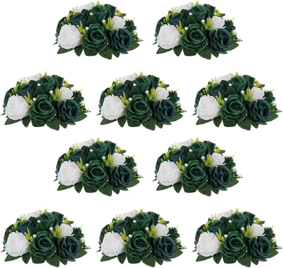 NUPTIO Green Flower Ball Centerpieces: Artificial Rose for Table, 9.4 Inch