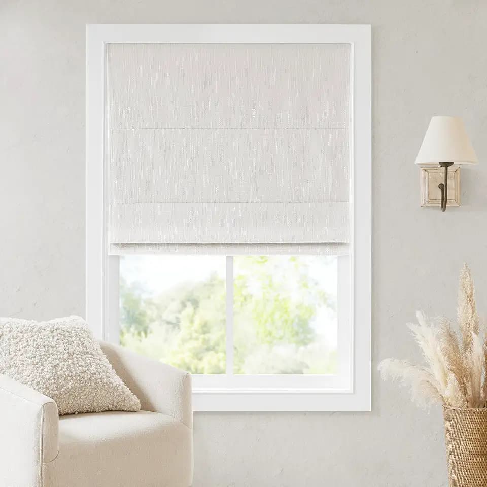 Madison Park Roman Shade, Blackout Blinds Thermal Insulated, 33x64 White