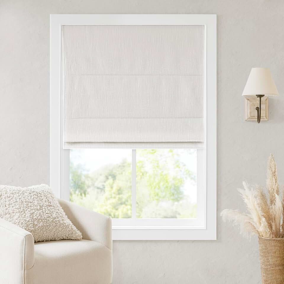 Madison Park Roman Shade, Blackout Blinds Thermal Insulated, 34x64 White