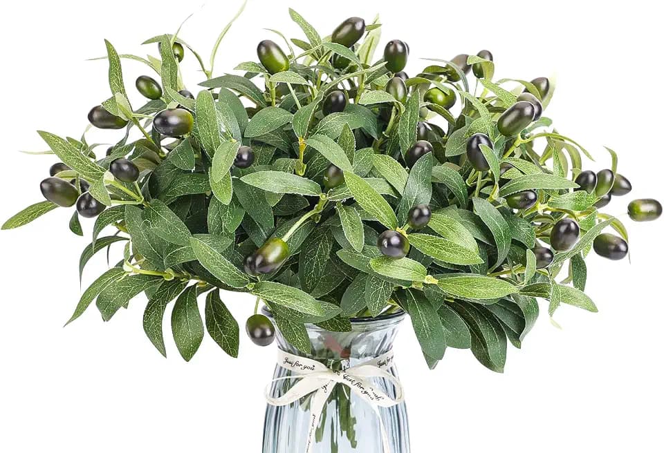 30pcs 10” Faux Olive Leaves Fake Olive Branches for Small Vase