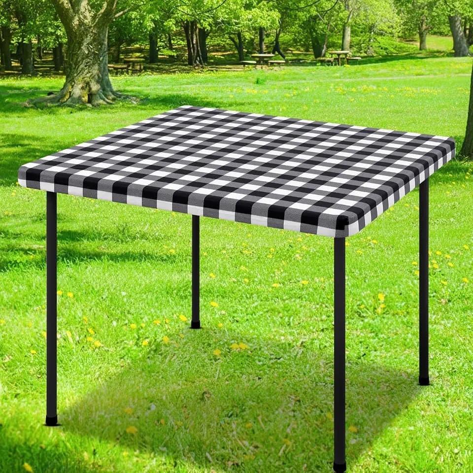 Smiry 24x24 Picnic Table Cloth, Flannel Backed Fitted Vinyl tablecloths
