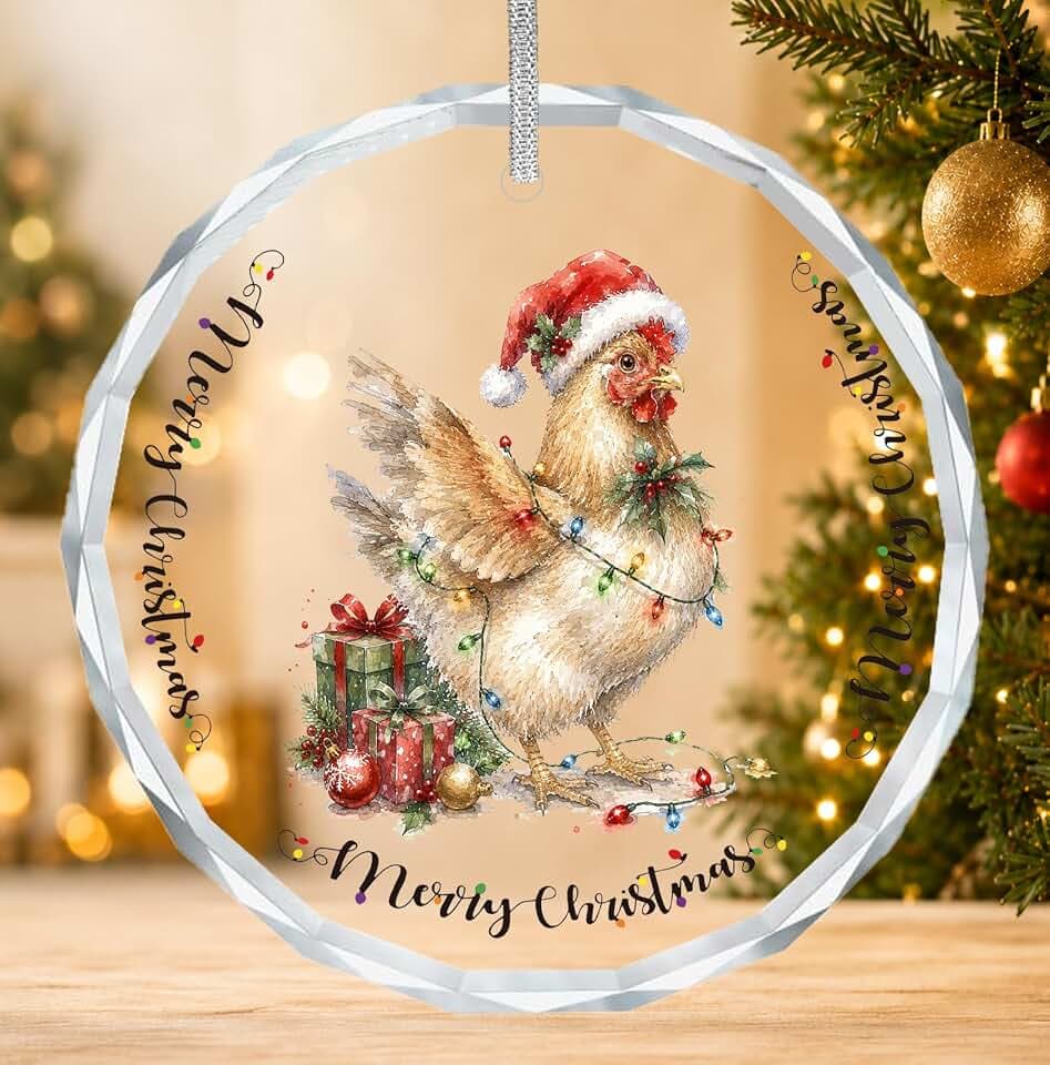 Glass Christmas Hen Ornament, Christmas Tree Hanging Decoration