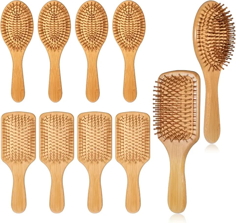 10 Pcs Bamboo Hair Brush