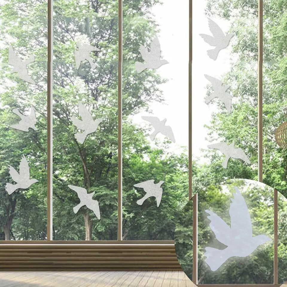 UV Reflective Anti Collision Window Bird Stickers Decals Glass Door Protect and Save Bird Strikes (Transparent, Reusable)