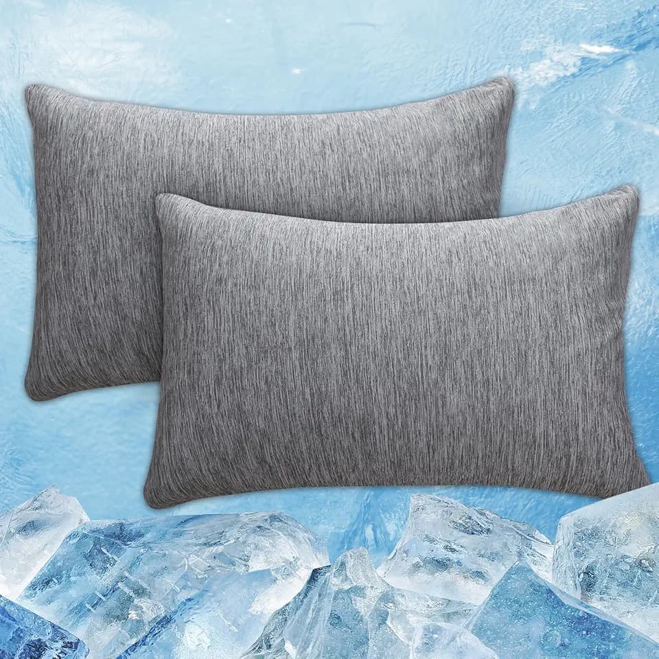 CHOSHOME Cooling Pillow Cases Zipper Pillow Covers Q-Max > 0.45 Zippered Pillowcases for Hot Sleepers, Soft, Breathable, Skin-Friendly, 4 Pack (King, 20"x36", Grey)