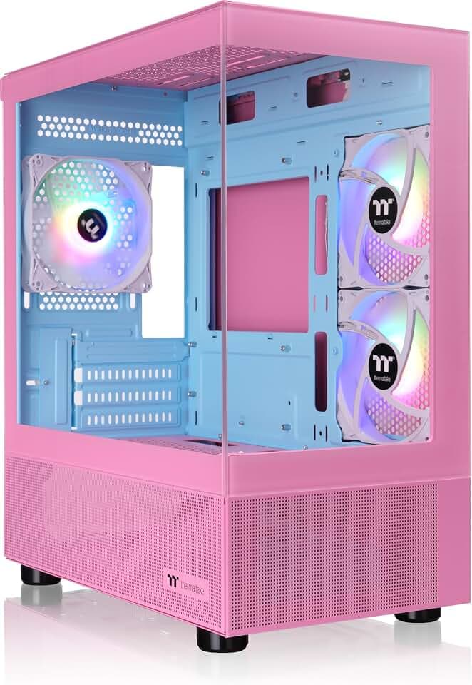 Thermaltake View 170 TG ARGB Bubble Pink | Micro ATX PC-Gehäuse | Tempered Glass Panorama | 2X 120 mm Lüfter | Radiator bis 280 mm | GPU bis 340 mm | USB 3.0