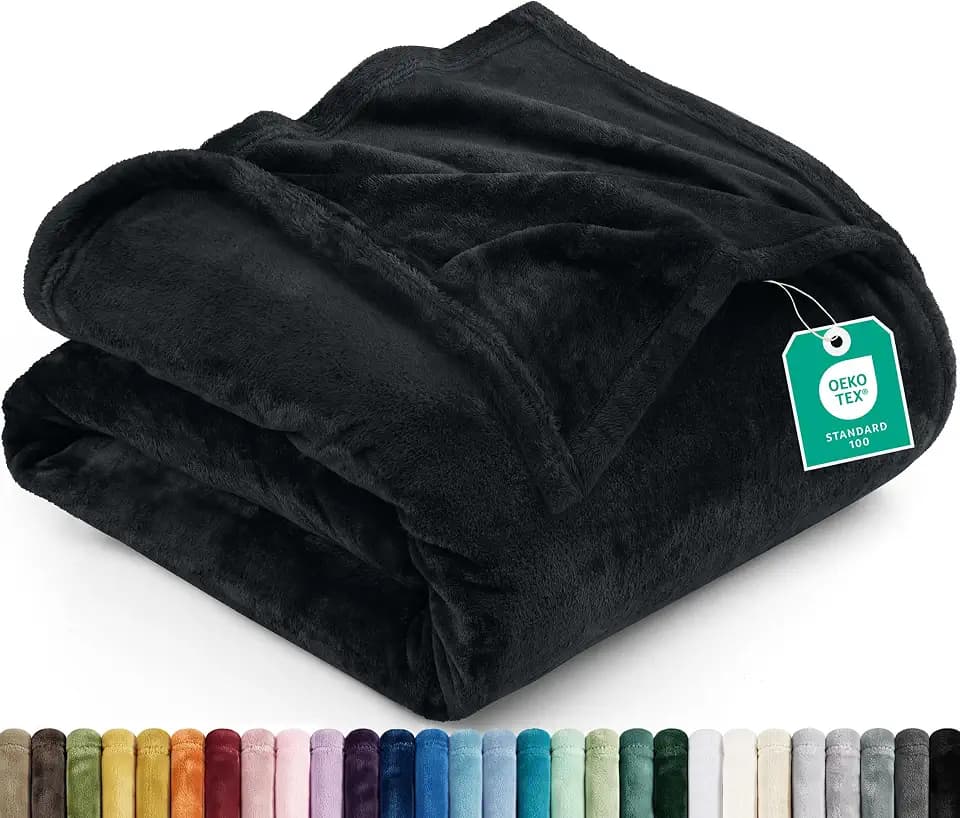 Utopia Bedding Ultra Soft Fleece Bed Blanket King Size Black (90x102 Inch)