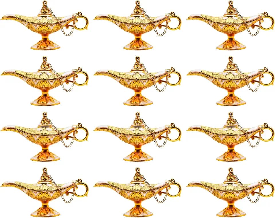 Hsiwto Pack of 12 Aladdin Magic Genie Lamps - Classic Vintage Magic Genie Light Costume Lamp for Home Wedding Table Decoration, Tiny Size, White