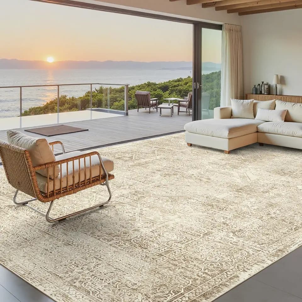 Soalmost Washable Area Rug 8x10 Large Soft Living Room Rugs Light Brown