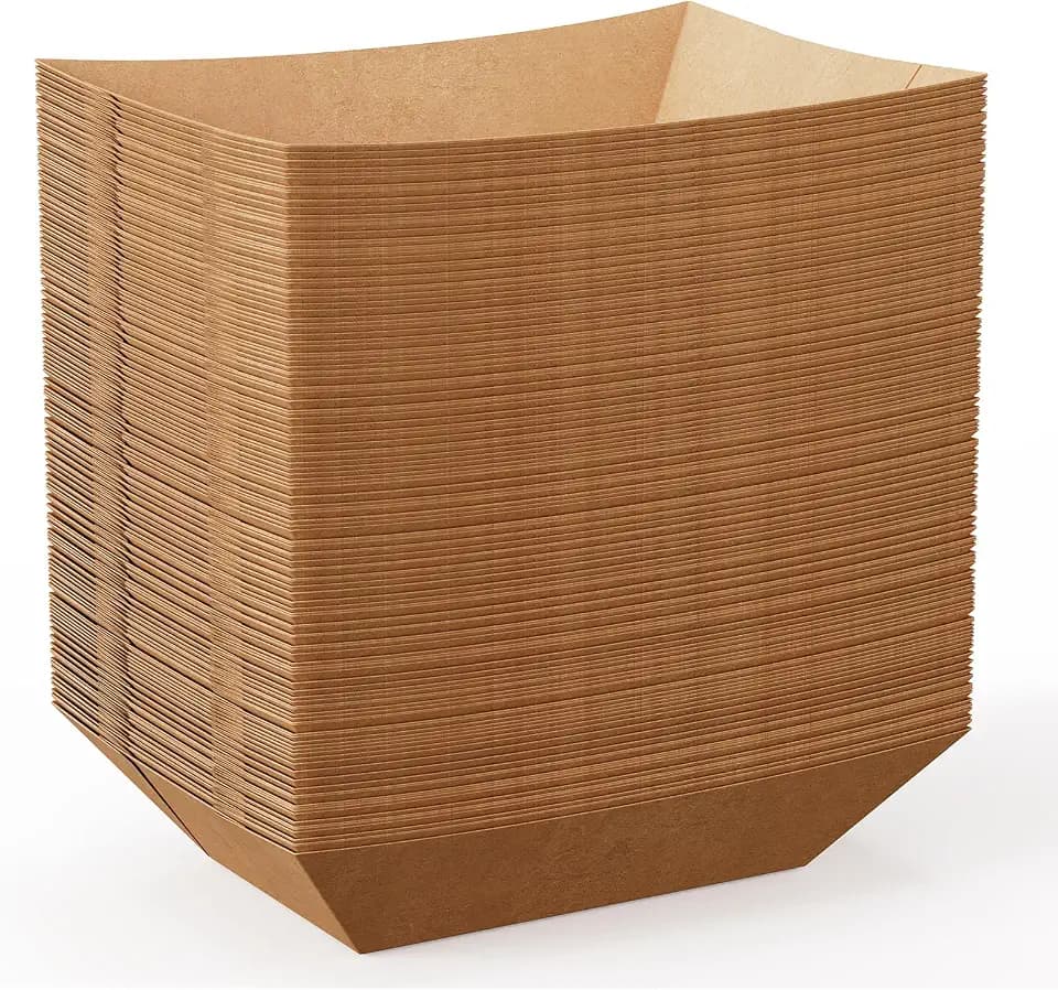 JOLLY CHEF 3lb Paper Food Tray 250 Pack Disposable Food Serving Holder Boat