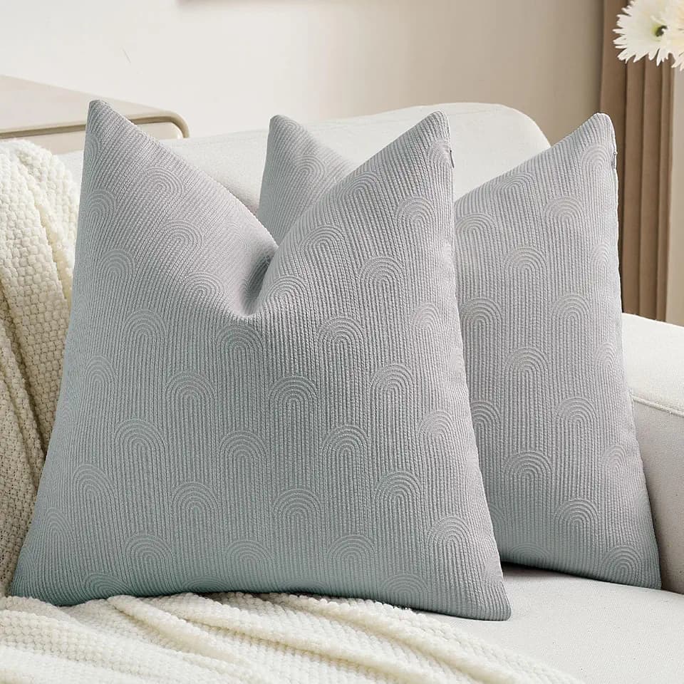 FUTEI Pack of 2 Chenille Throw Pillow Covers 20x20 Inch,Dusty Blue
