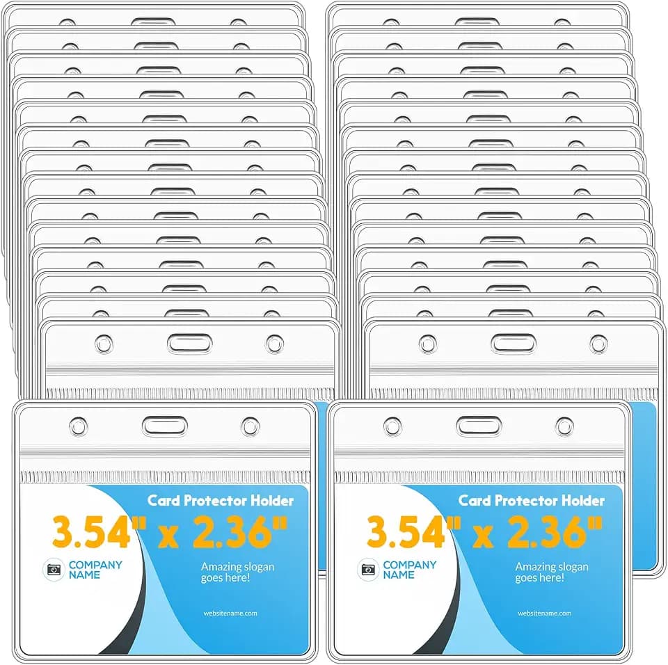 Marspark 300 Pieces Clear Horizontal ID Badge Holder 3.54 x 2.36 Inch, PVC