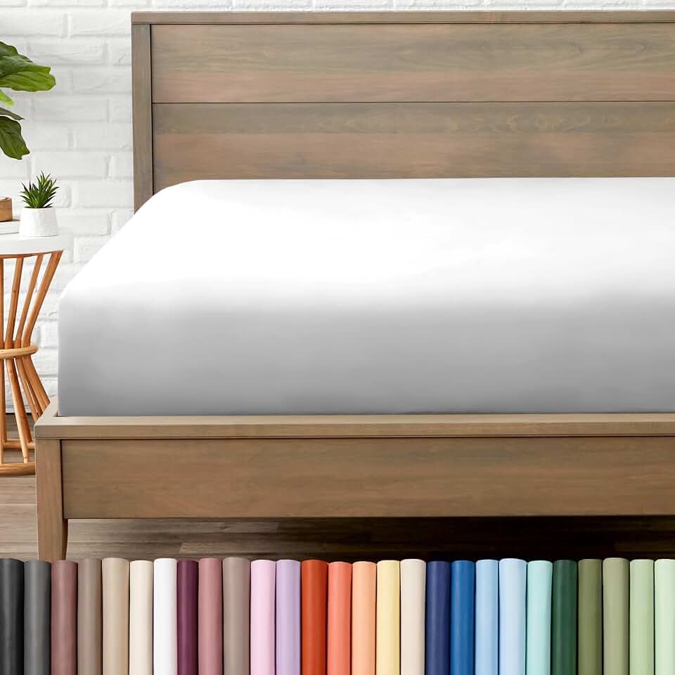 Bare Home Twin XL Fitted Sheet - 1800 Ultra-Soft (Twin XL, Cloud Grey)