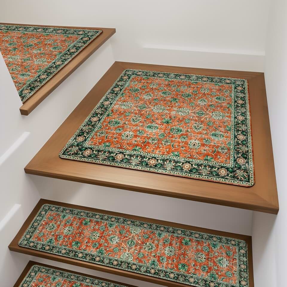 OJIA Stair Treads Non-Slip Matching Mat for Wooden Steps 31"x31" Stair Mats