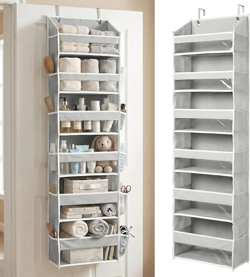 HOMELUX THEORY Over the Door Organizer, 6-Tier, 100D Fabric, Light Gray 1pc