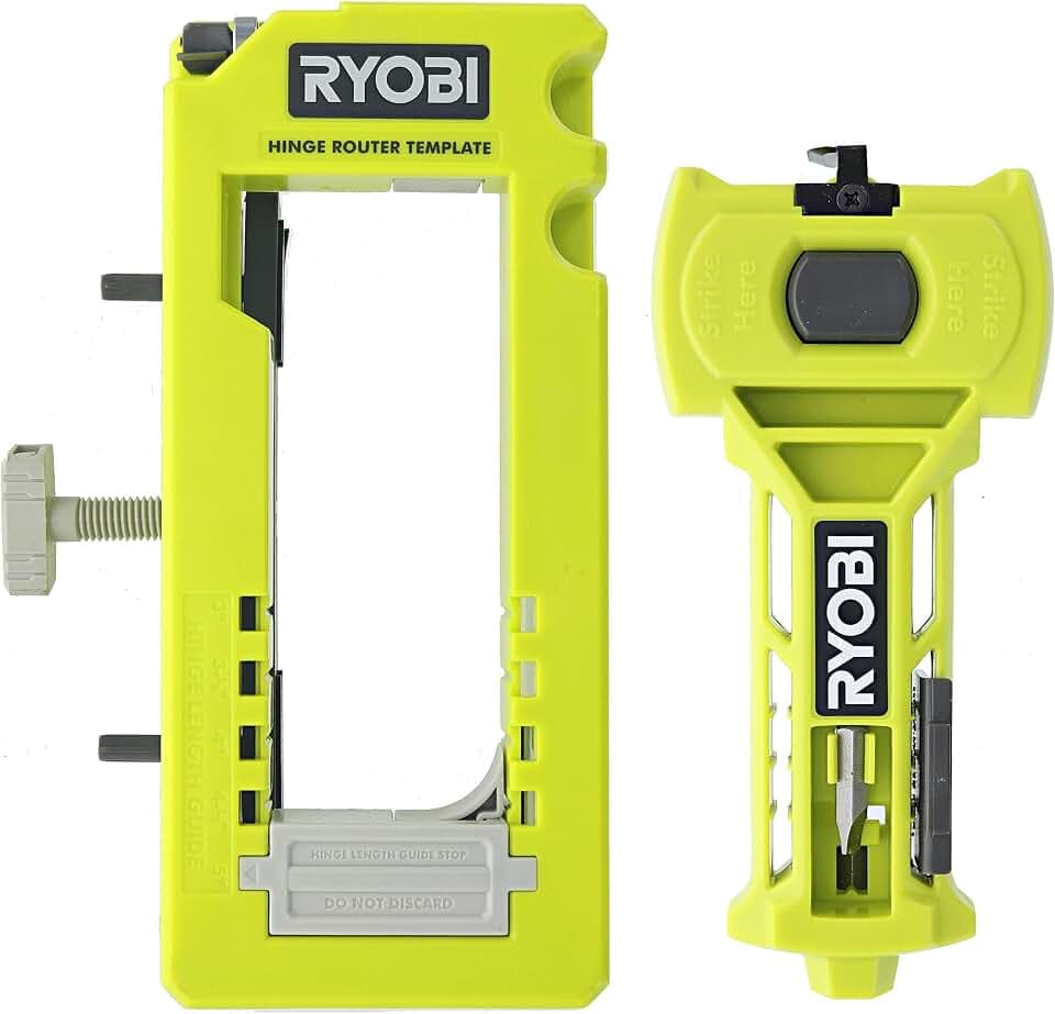 Ryobi A99HT3 Door Hinge Installation Kit/Mortiser Template Bundled with Ryobi A99LM2 Door Latch for Accurate Chiseling and Scoring (1)