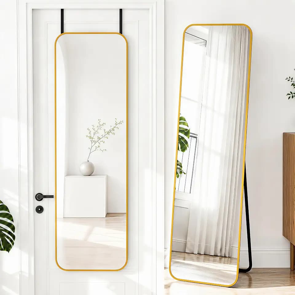 NARCISSUS 57x16 Full Length Mirror Over The Door or Freestanding/Wall Gold