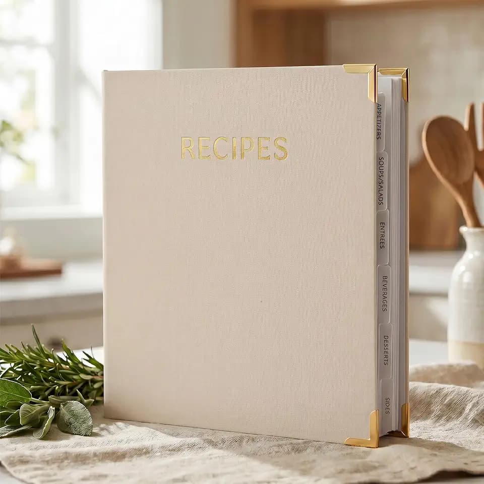 Aesthetic Recipe Binder with Waterproof Cloth Cover & Plastic Sleeves
