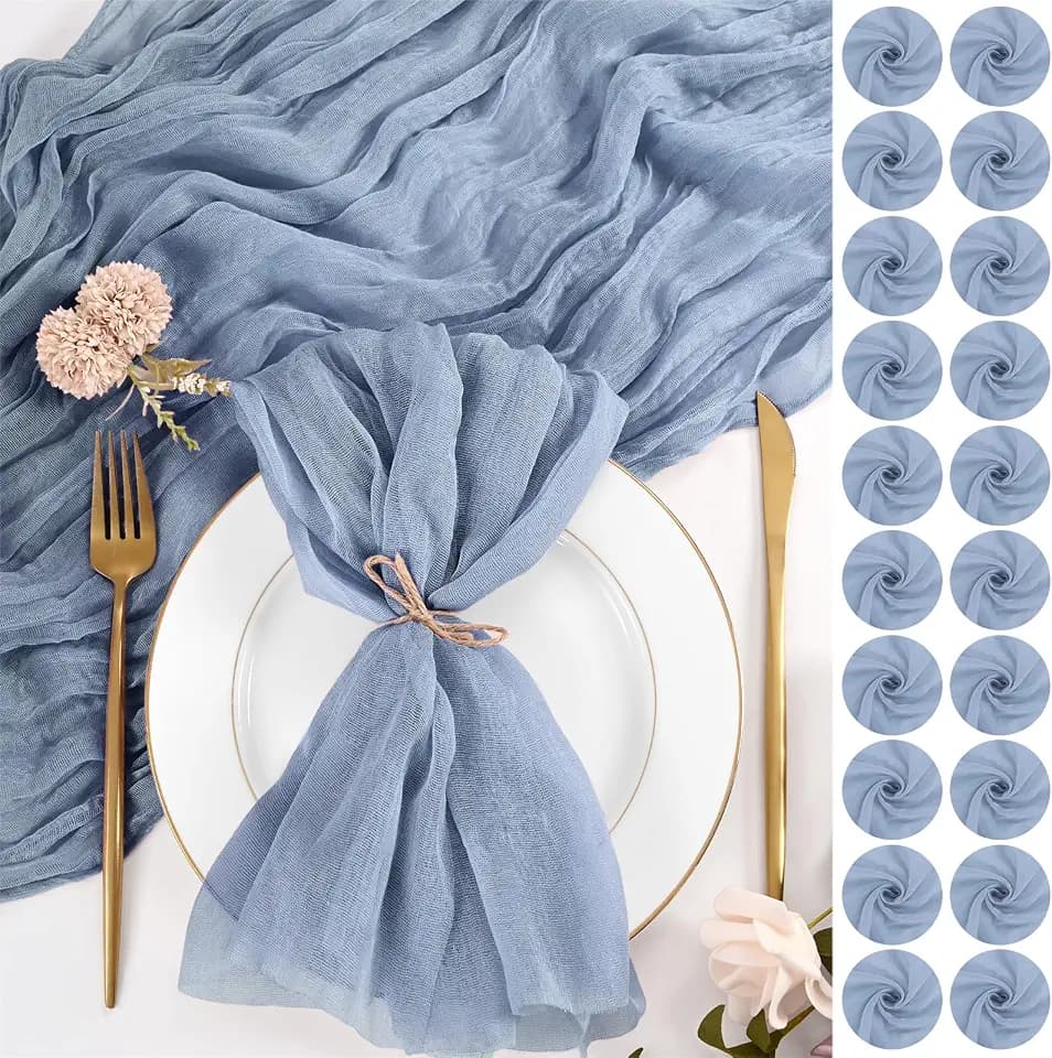 Cloth Napkins Set of 36 Dusty Blue Napkins 20x20inch Cheesecloth Napkin Rustic Boho Gauze Dinner Napkin Cloth Washable Elegant Table Napkins Bulk for Wedding Party Bridal Baby Shower Table Decor