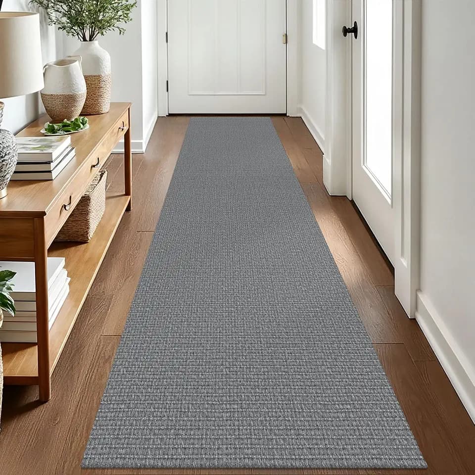EARTHALL Washable Runner Rug, Non Slip Hallway Runner, 2x8 Ft, Dark Gray