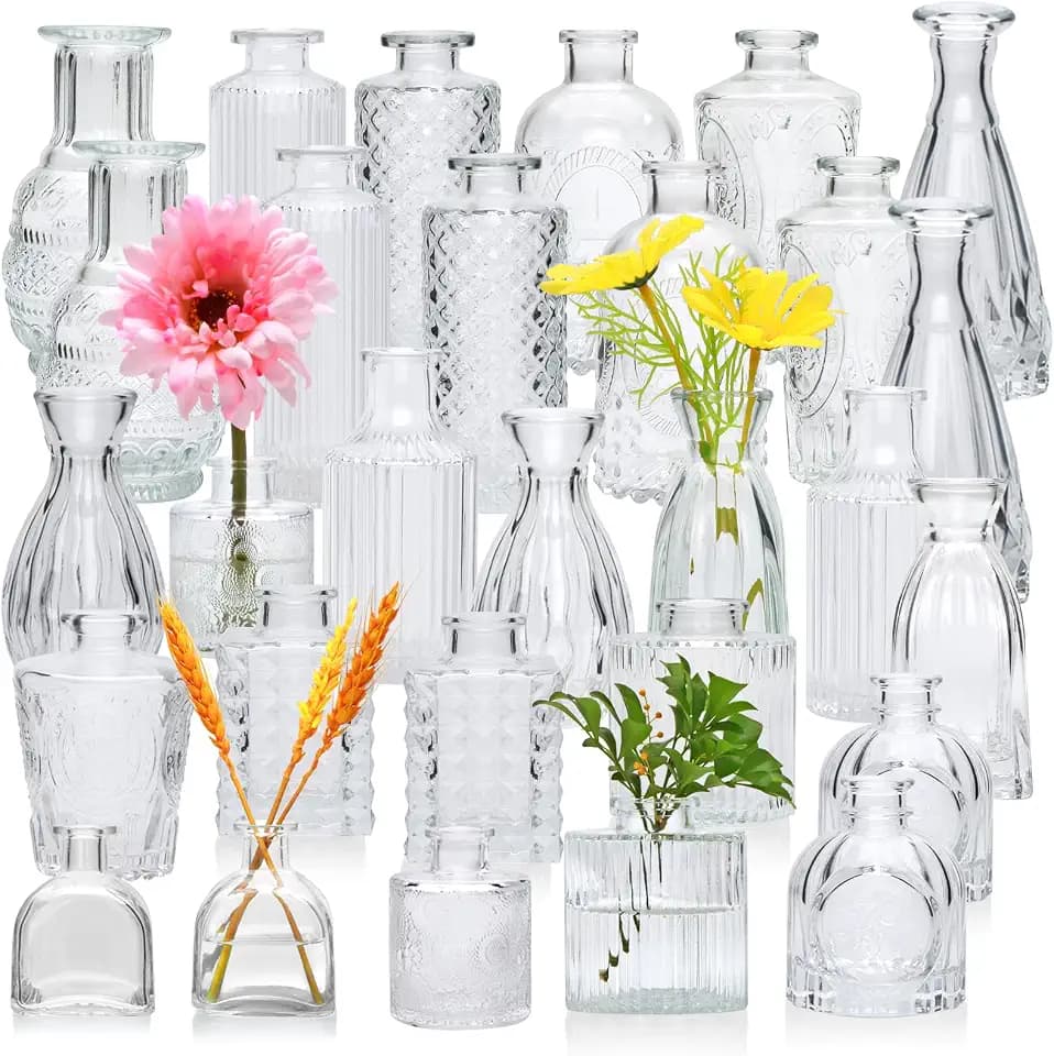Glass Bud Vases Set of 30,Small Flower Vases for Wedding Centerpiece