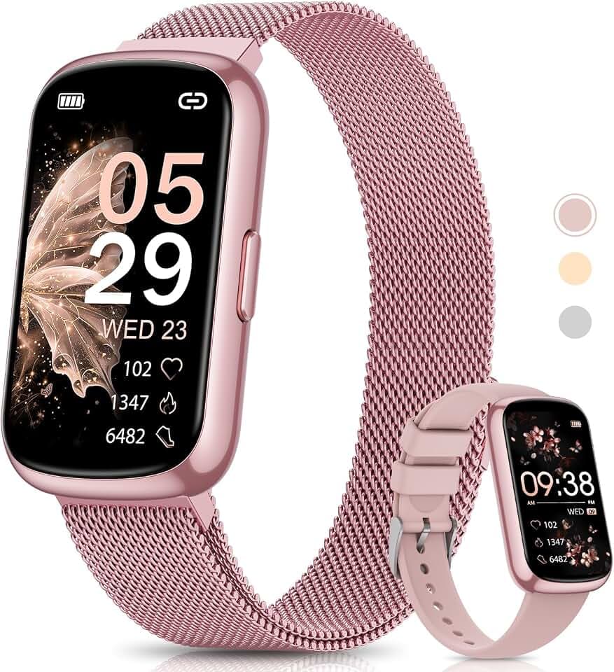 Sanorum Smartwatch Damen, 1.47" Fitnessuhr Pulsuhr SpO2 Schlafmonitor, 24 Sportmodi Aktivitätstracker, Nachricht Whatsapp, Menstruationszyklus Schrittzähler Sportuhr Wasserdicht IP68 Android iOS Rosa