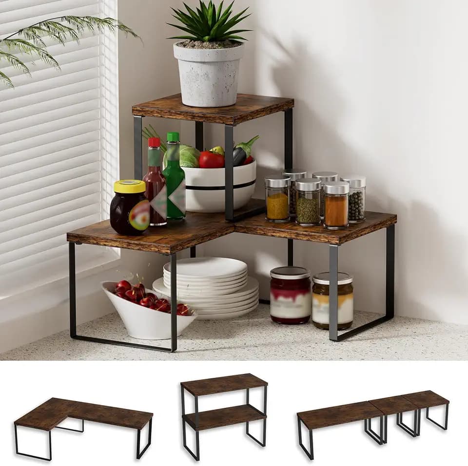 Golener Countertop Shelf, Kitchen Counter Organizer, Adjustable, Stackable
