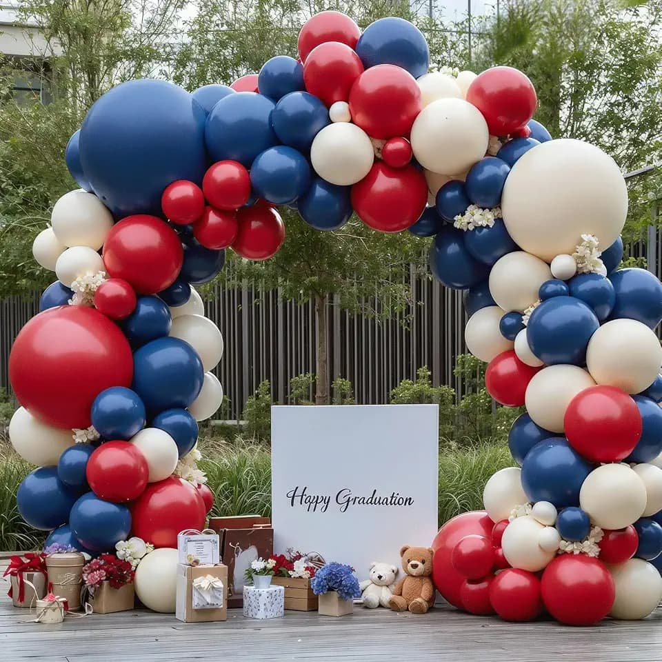 Blocesa Red White Blue Balloons Arch Kit Double Stuffed, Latex, Party.