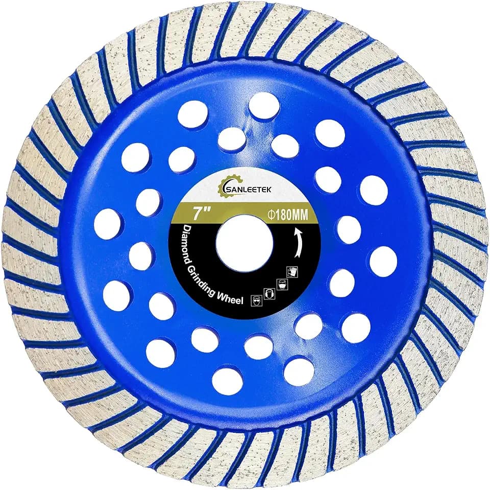 Diamond Concrete Grinding Wheel 7"(180mm) - Turbo Row Cup Grinding Wheel for Polishing and Cleaning Granite Marble Concrete Masonry Artificial Stone for Angle Grinder SANLEETEK