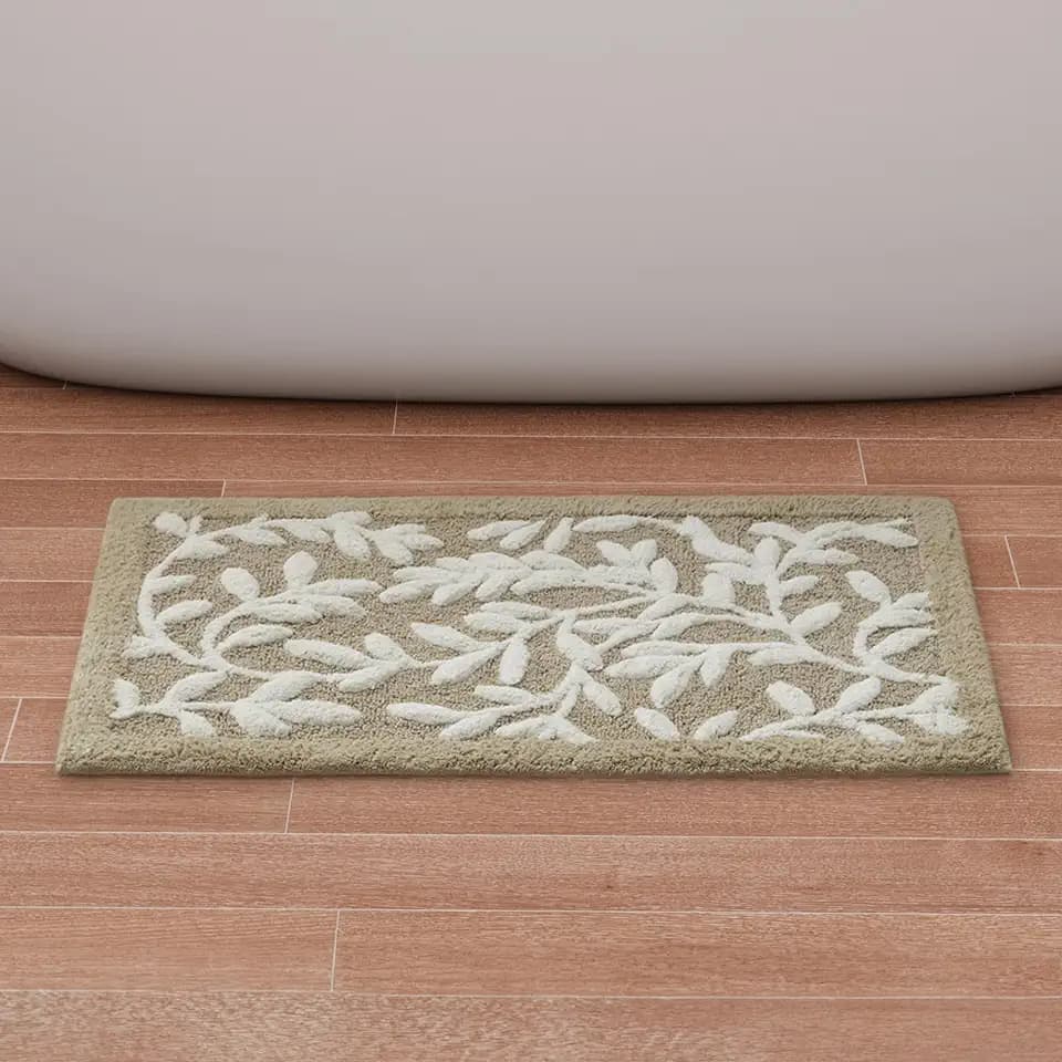 Madison Park Serene Tufted Textured Cotton Bath Rug, 21 x 34, Natural