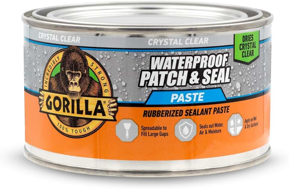 Gorilla Waterproof Patch & Seal Rubberized Sealant Paste, 12.8 oz Can