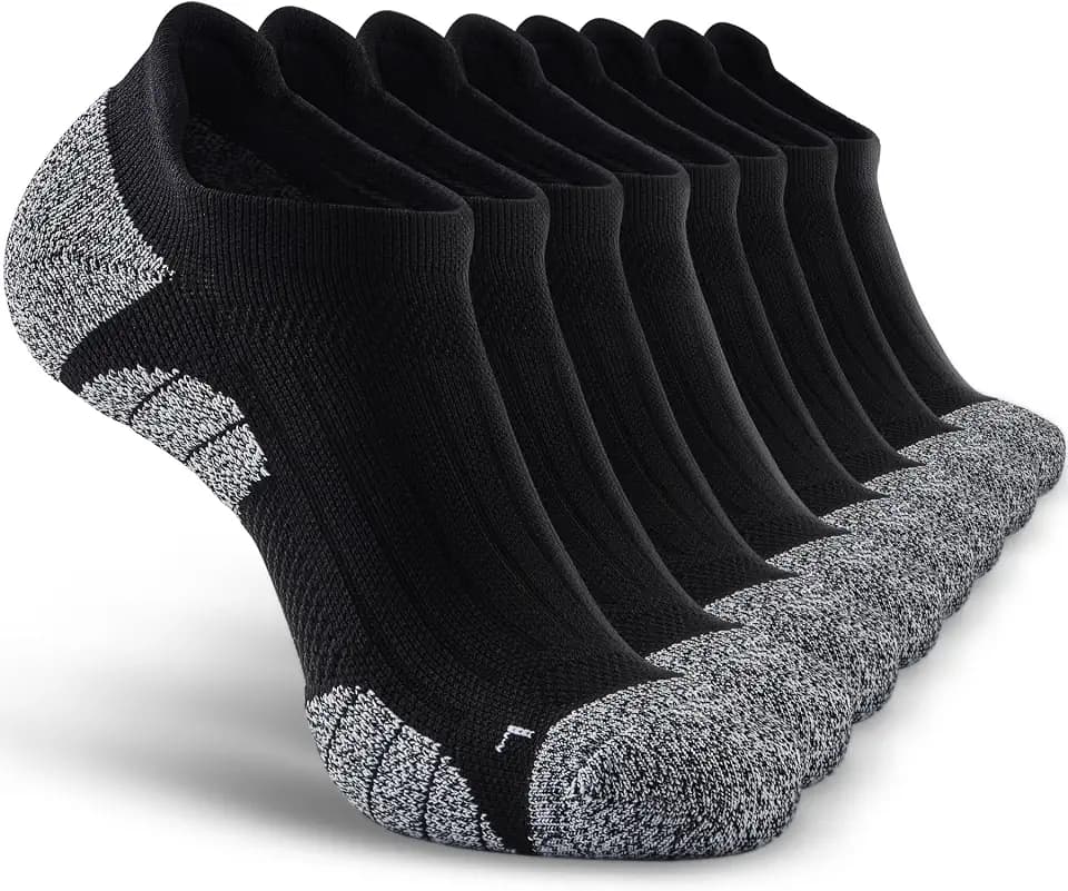 Men's No Show Compression Athletic Socks, Cushioned for Running Hiking