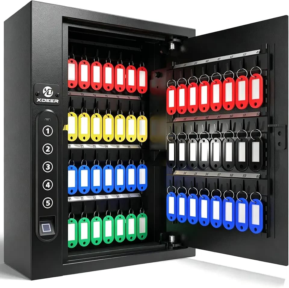 XDeer 60 Biometric Key Lock Box with Code,Key Box Wall Mount with Drop Slot