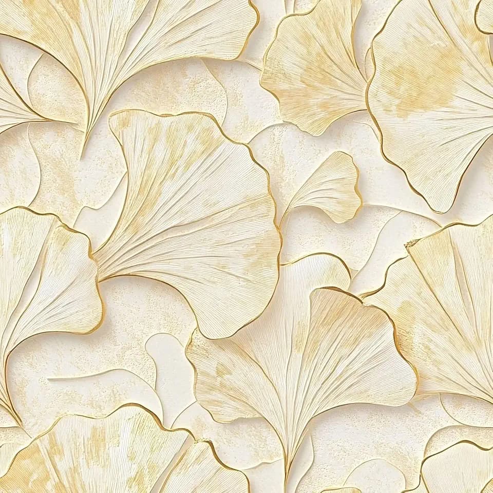 Ginkgo Leaf Peel and Stick Wallpaper, Modern Gold and Yellow Wallpaper