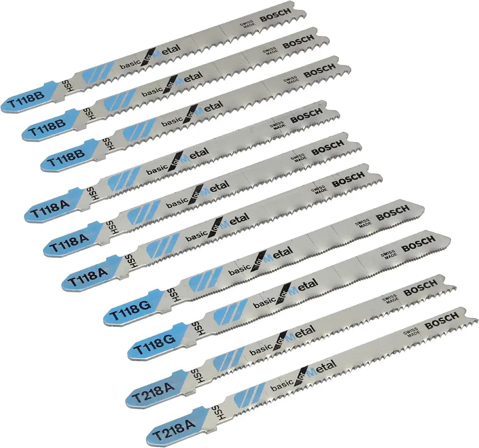 Bosch 10tlg. Stichsägeblatt-Set Basic for Metal (für Metall, Metallblech, Metallrohre und -profile, Professional Zubehör für Stichsägen)