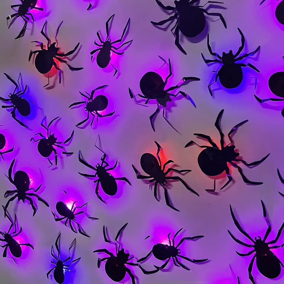 DR.DUDU 36 Pack Halloween Wall Decor Light up Spiders Window Decorations