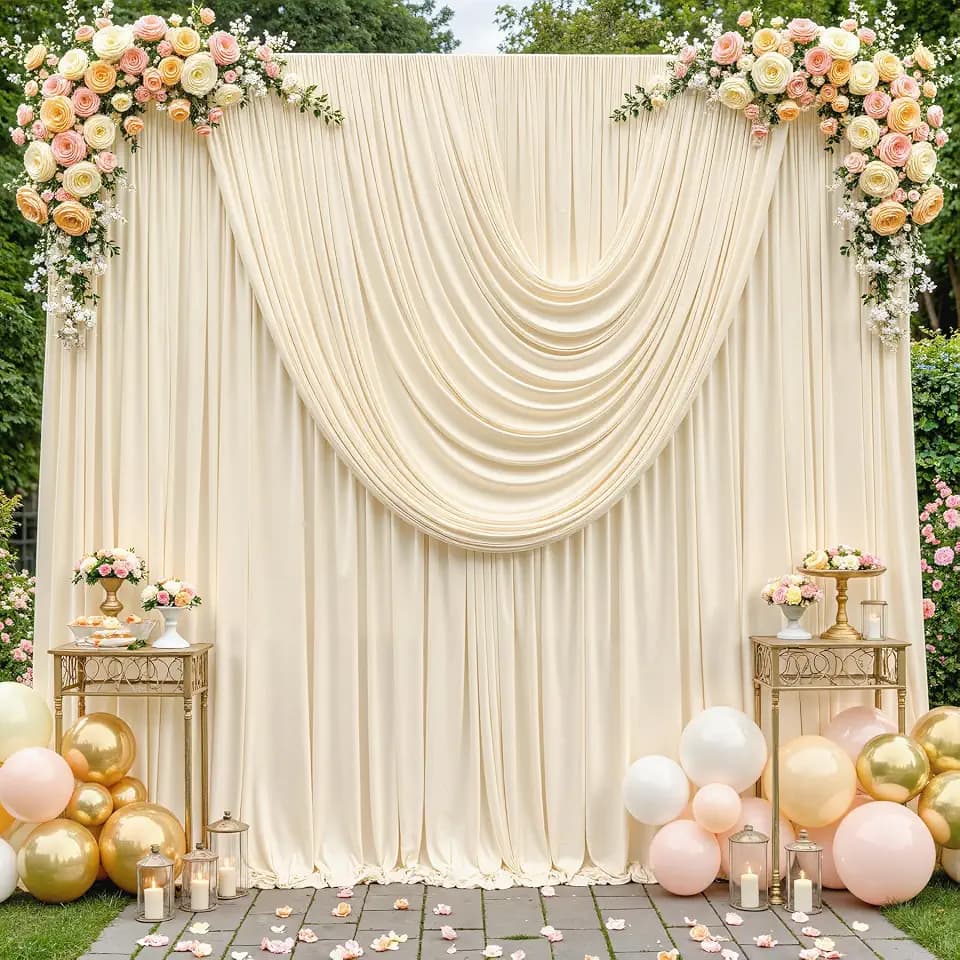 10 x 10ft Champagne Backdrop Curtains, Champagne Drapes for Backdrop Fabric