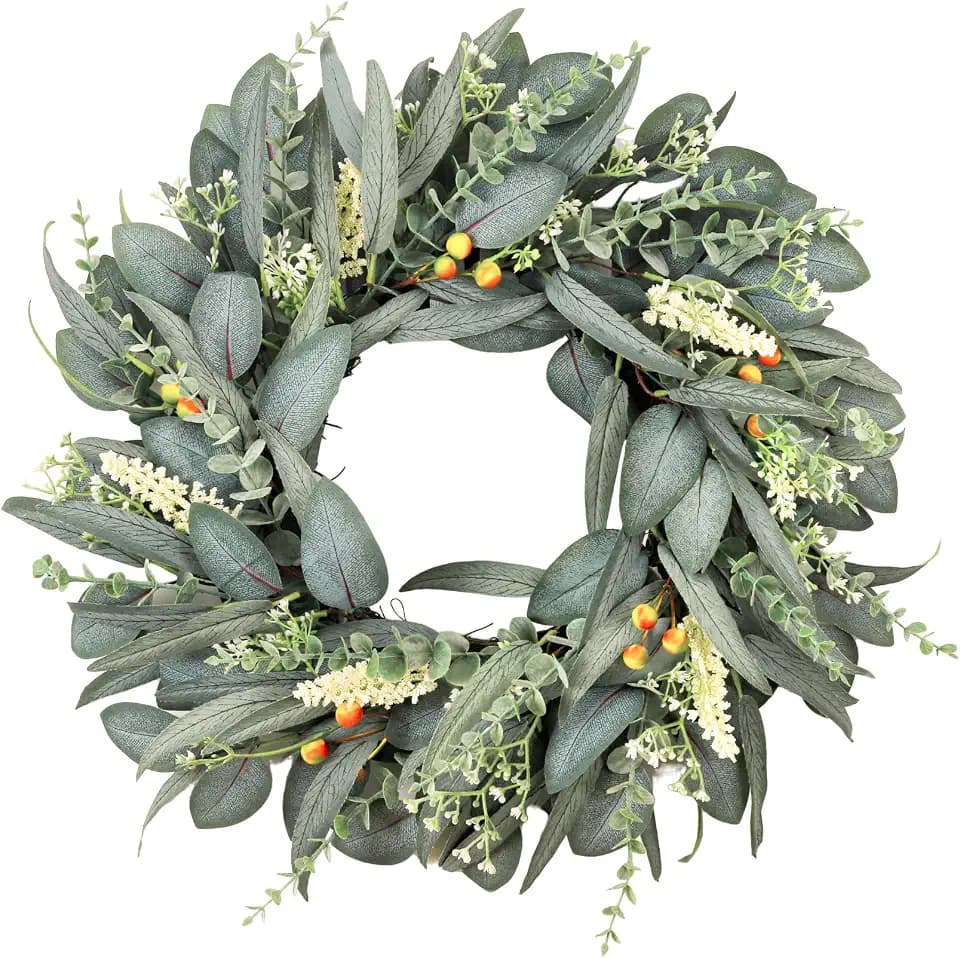 24" Eucalyptus Wreaths for Front Door Artificial Greenery Wreath