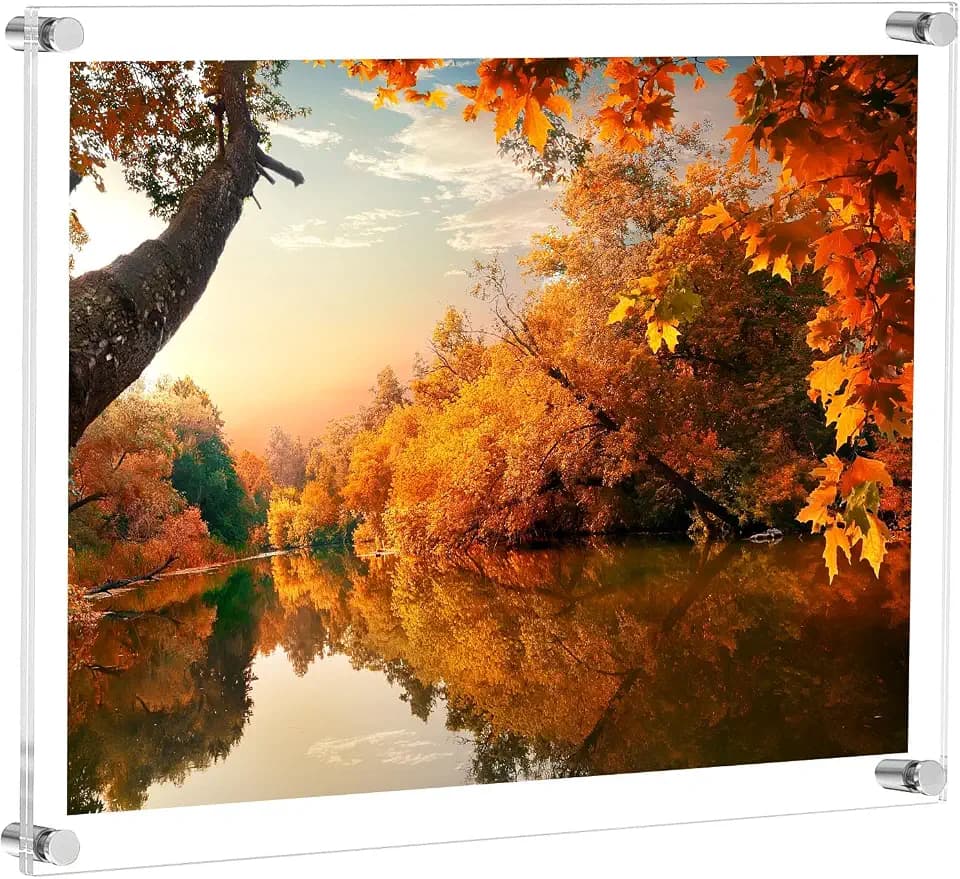 Large 12x16 Floating Acrylic Wall Frame 1 Pack, Clear Frameless Picture Frame with Standoff Mounts, Transparent Lucite Photo Display for Home, Office, Posters, or Art Prints