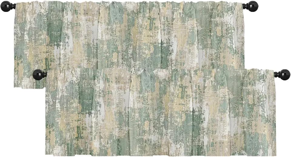 Emvency Valances for Windows, 2 Pack, 52x18 Inch, Rustic Farmhouse