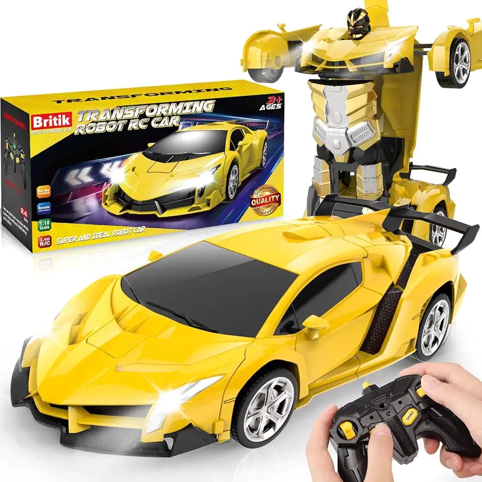 Transform Remote Control Car Toys for Boys 4-6, Drift RC Car Yellow