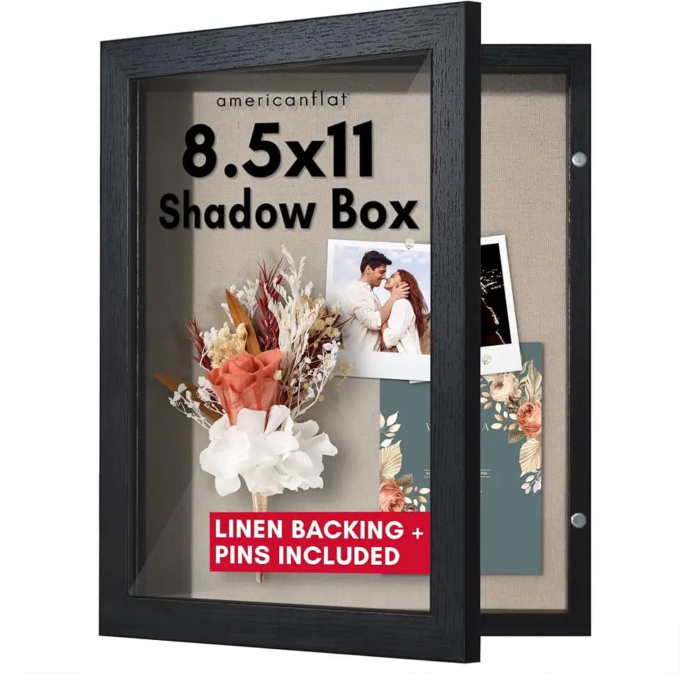 Americanflat 8.5x11 Shadow Box Frame - Engineered Wood - Black
