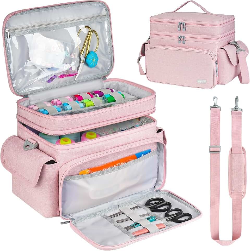 LEFOR·Z Large Sewing Supplies Organizer Bag(13 x 8 x 9 in),Sewing Basket