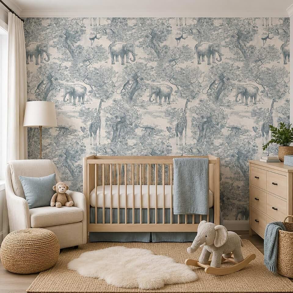 Zeeko Nursery Safari Animal Jungle Wall Mural Peel and Stick 148" W x 98" H